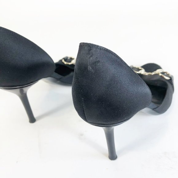 Gucci Black Horsebit Open Tie Hollywood Heels 7B - Picture 8 of 13